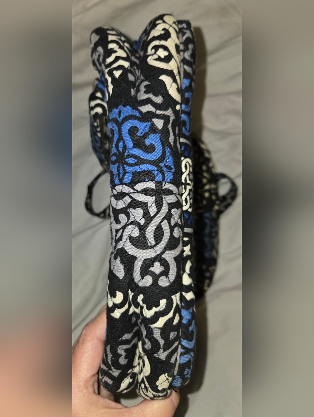 Vera Bradley Blue and Black Patterned Quilted Backpack - Picture 6 of 8